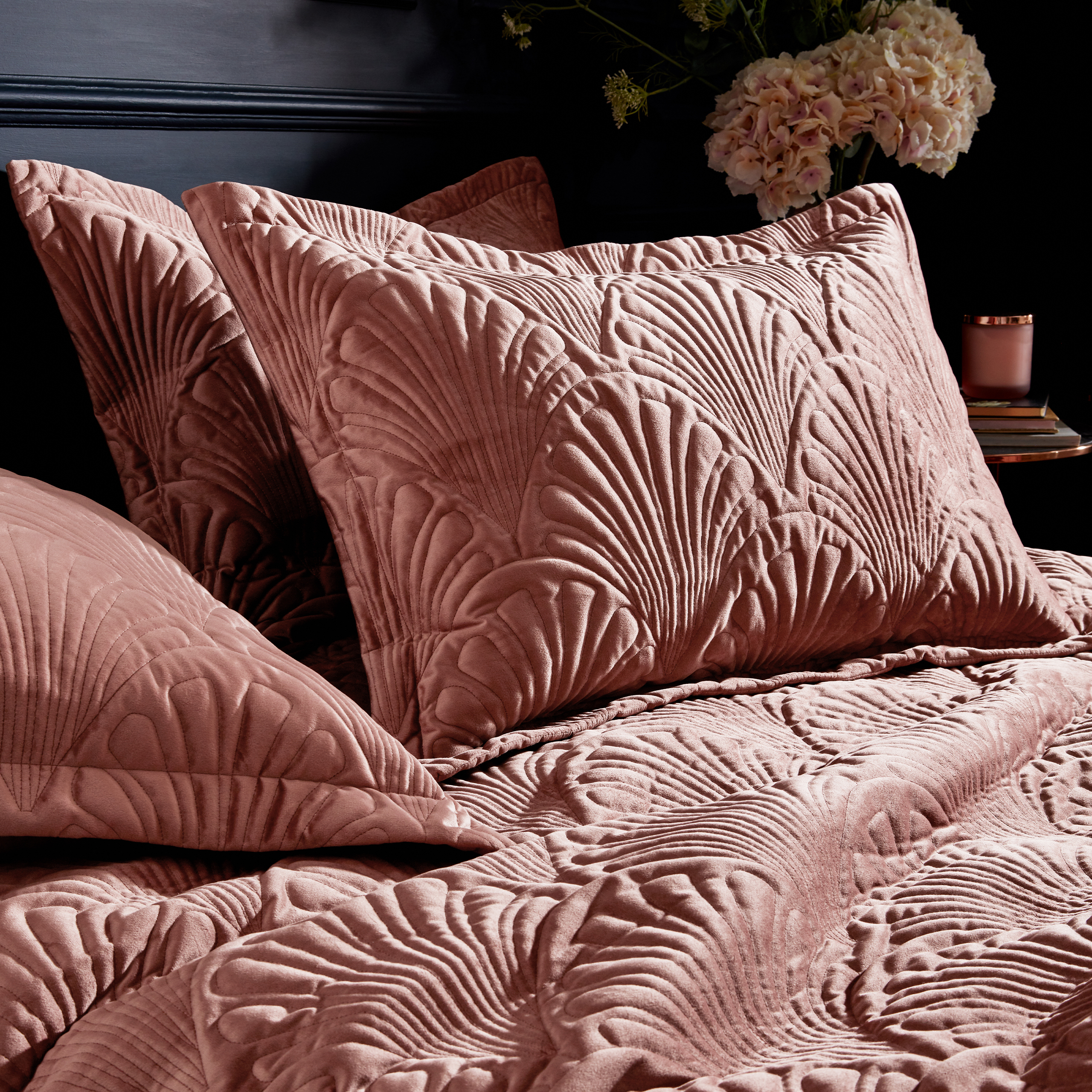 Paoletti Palmeria Quilted Velvet Duvet Cover Set - Picture 9 of 21