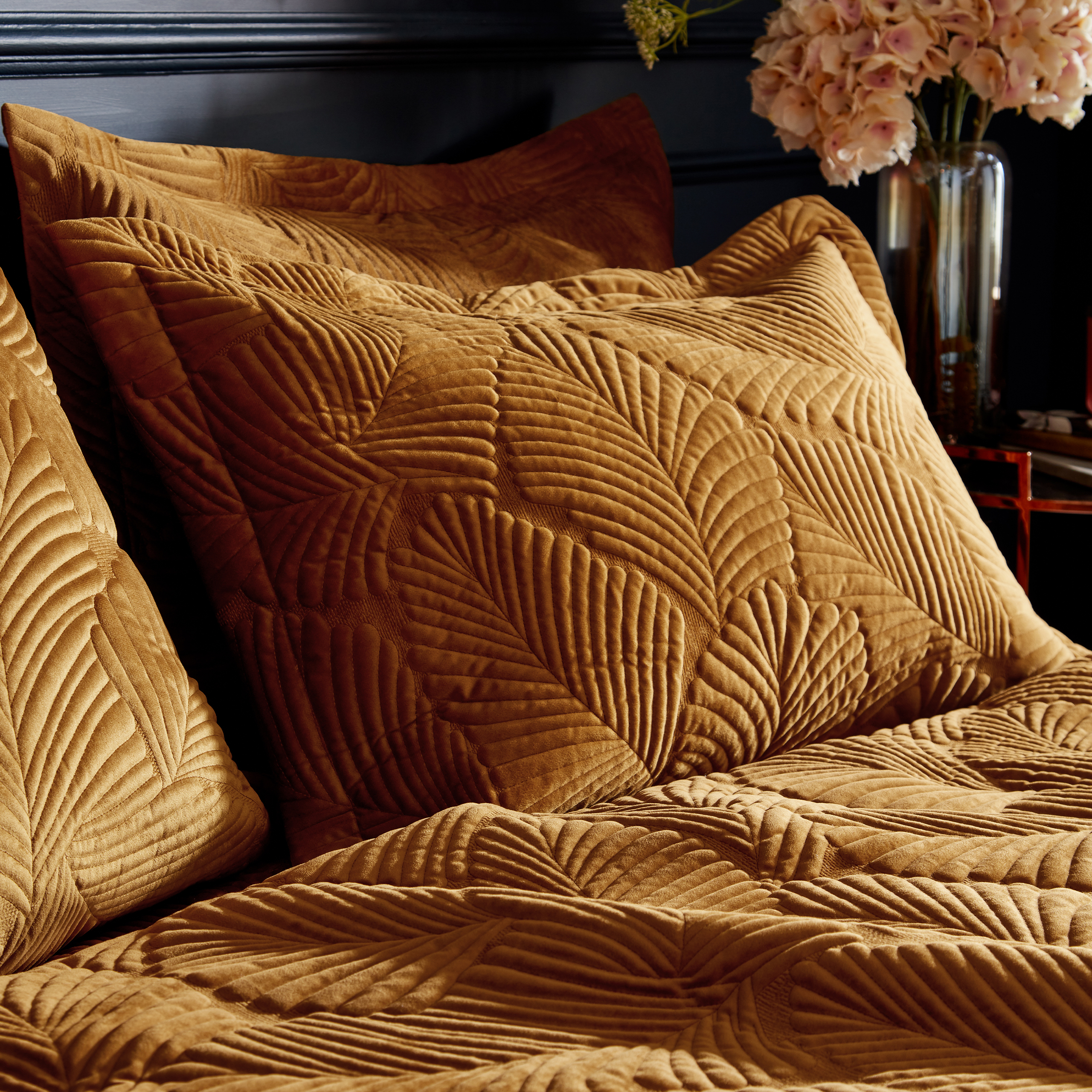 Paoletti Palmeria Quilted Velvet Duvet Cover Set - Picture 15 of 21