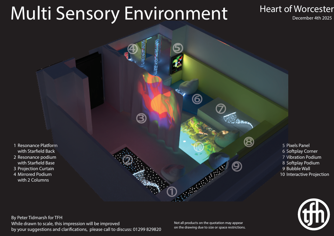 3D Room Design with Labelled Items of Equipment