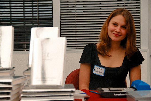 Woman at recruitment fair