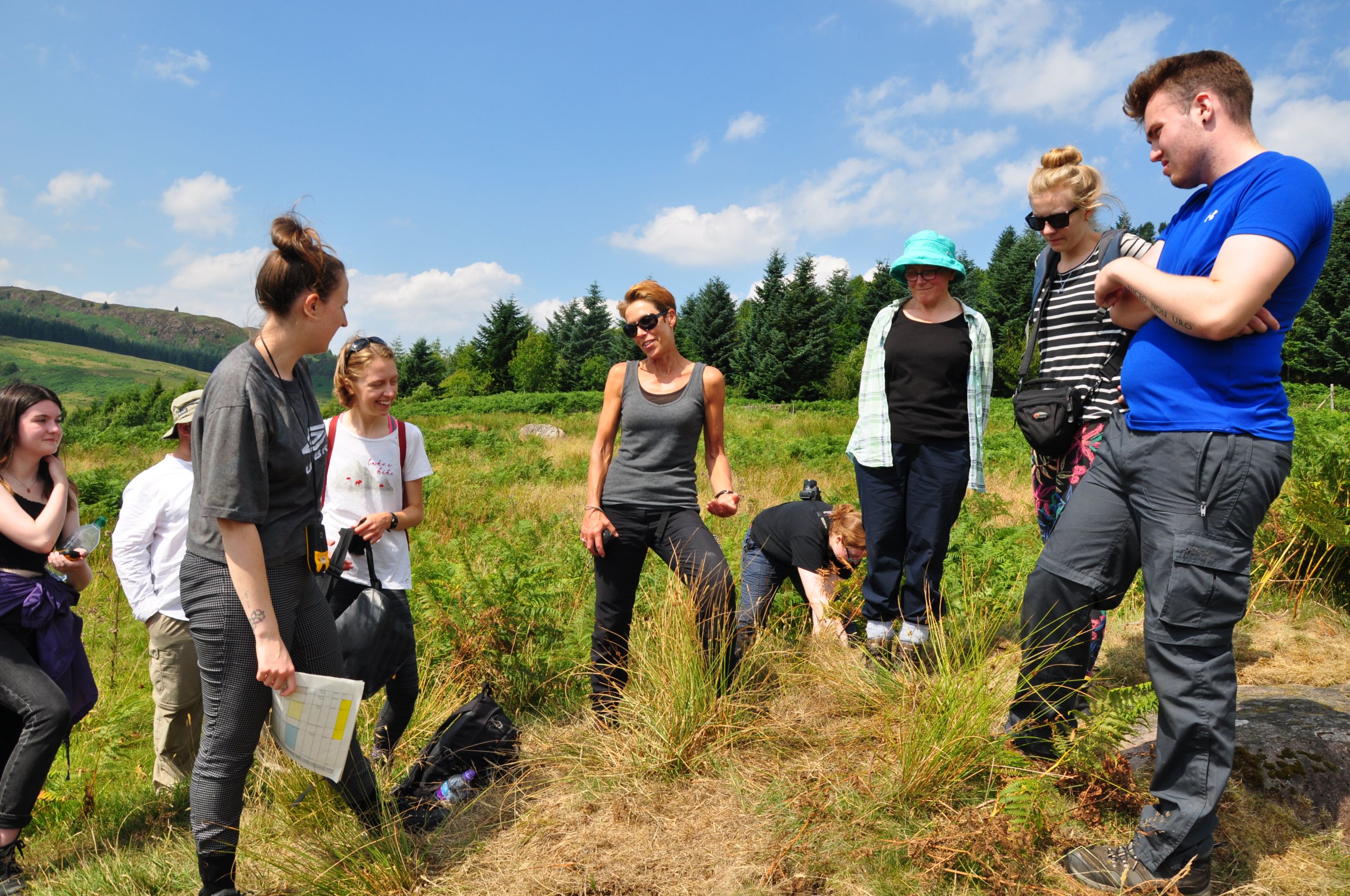 Edinburgh University students on field training at Over Glenny, Port of Menteith