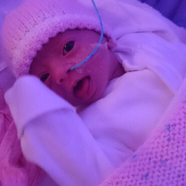 Sister Isabelle when she was in NICU as a baby