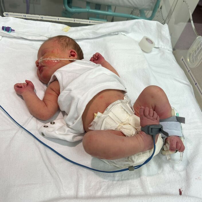 Emily's baby on the unit