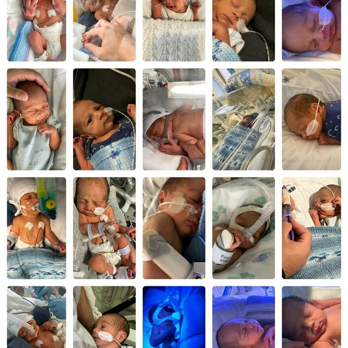 A collage of images of Elleasha's baby