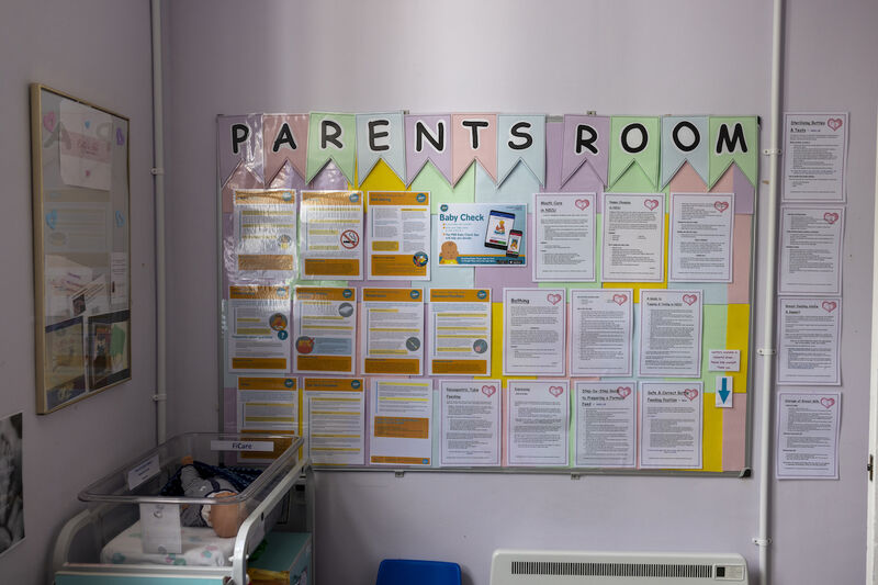Parents room information board with useful parenting information
