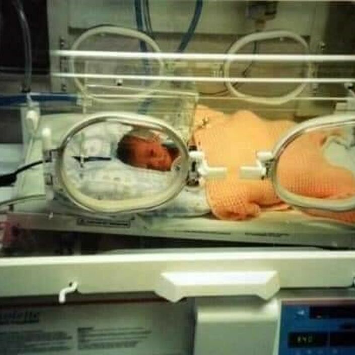 Jasmine in the incubator in 1997