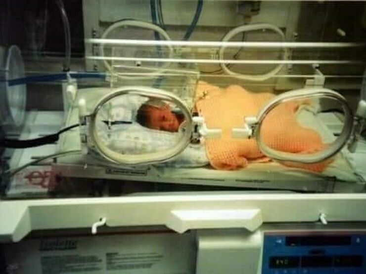 Jasmine in the incubator in 1997