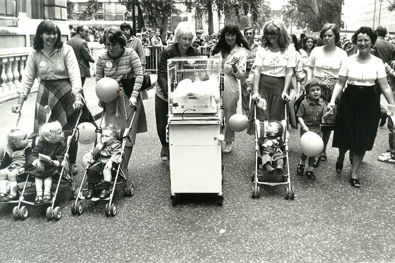 Mums with prams peacefully demonstrating in the late 70s