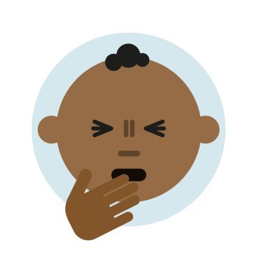 Cartoon of baby coughing to illustrate symptom of RSV