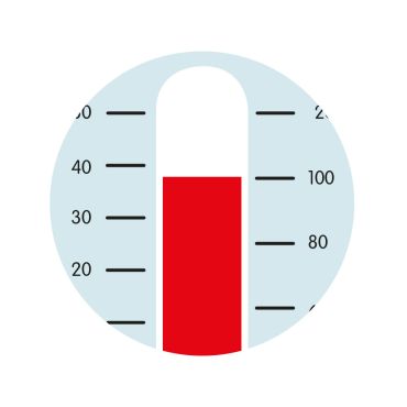 Cartoon image of thermometer to represent raised temperature as symptom of RSV