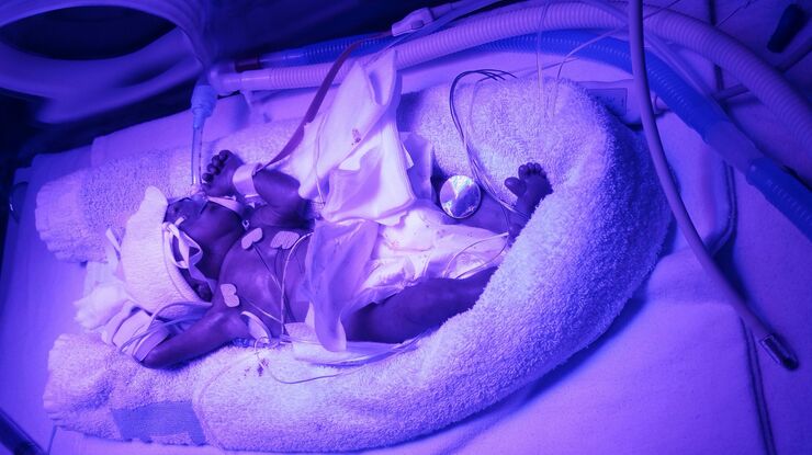 Baby Terrell in incubator