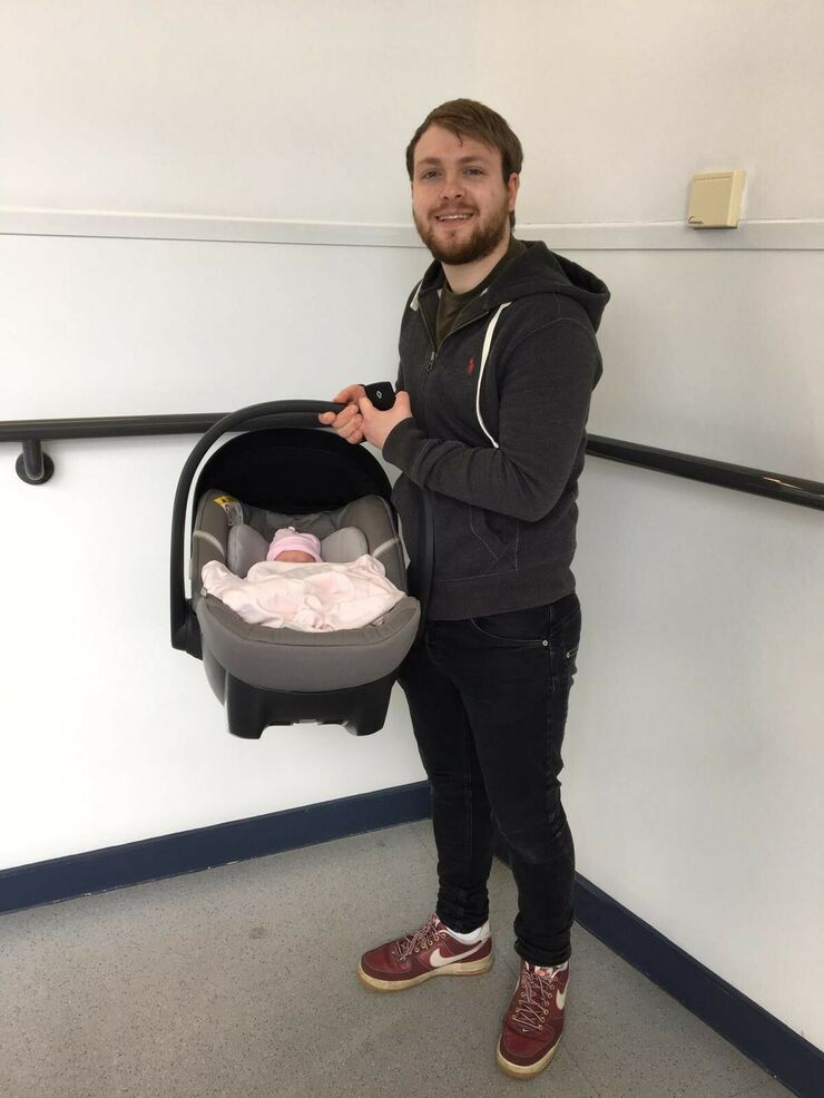 Tom ready to go home with Gracie