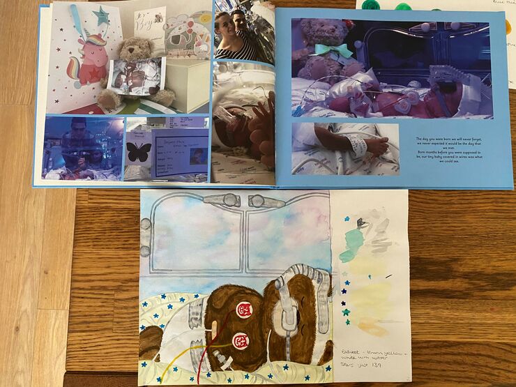 A collage of memories Sara collected from their NICU stay