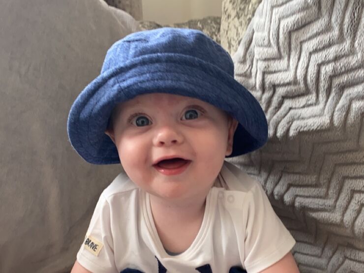 Emelia's baby Caleb, sitting up