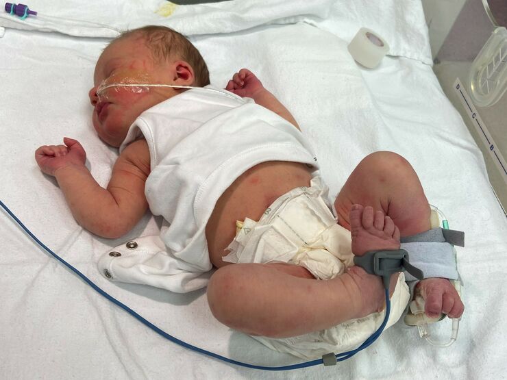 Emily's baby on the unit