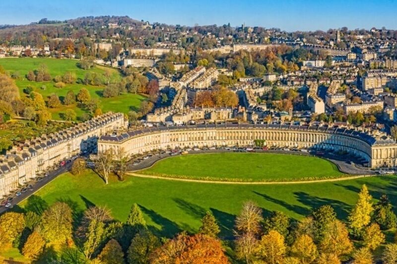 Views over the Royal Crescent in Bath