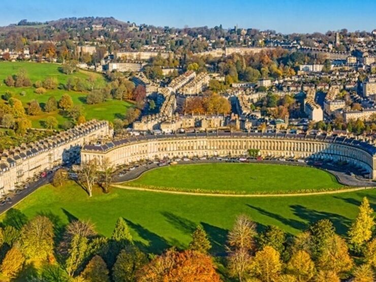 Views over the Royal Crescent in Bath