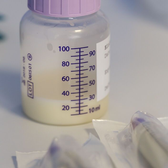 Bottle with 30ml of expressed milk inside