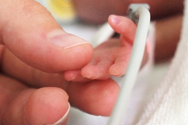 Parent and baby hand 2 1216414075