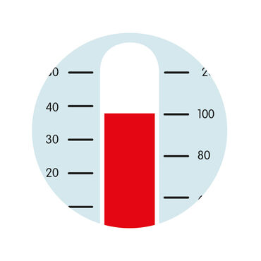 Cartoon image of thermometer to represent raised temperature as symptom of RSV