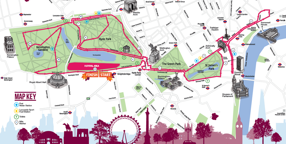 Royal Parks Half Marathon route map