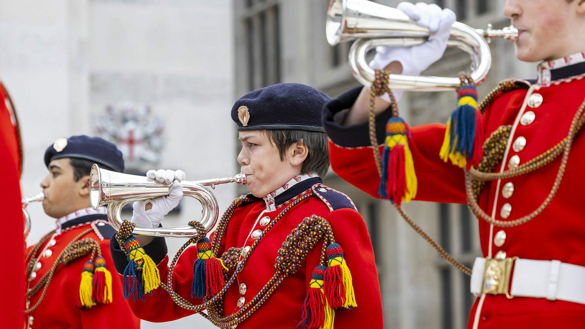 Cadets lined up performing in the Lord Mayors Music Competition