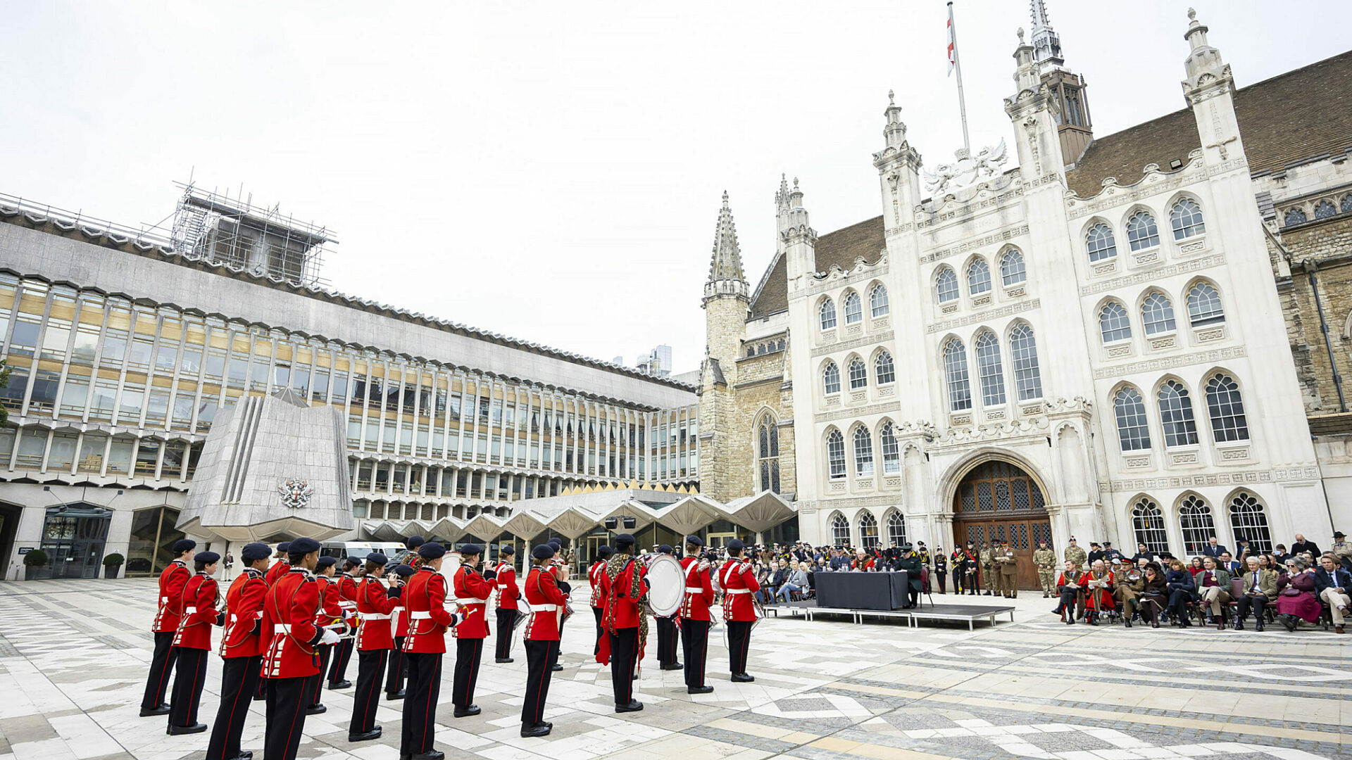 Cadets marching off whilst performing in the Lord Mayors Music Competition