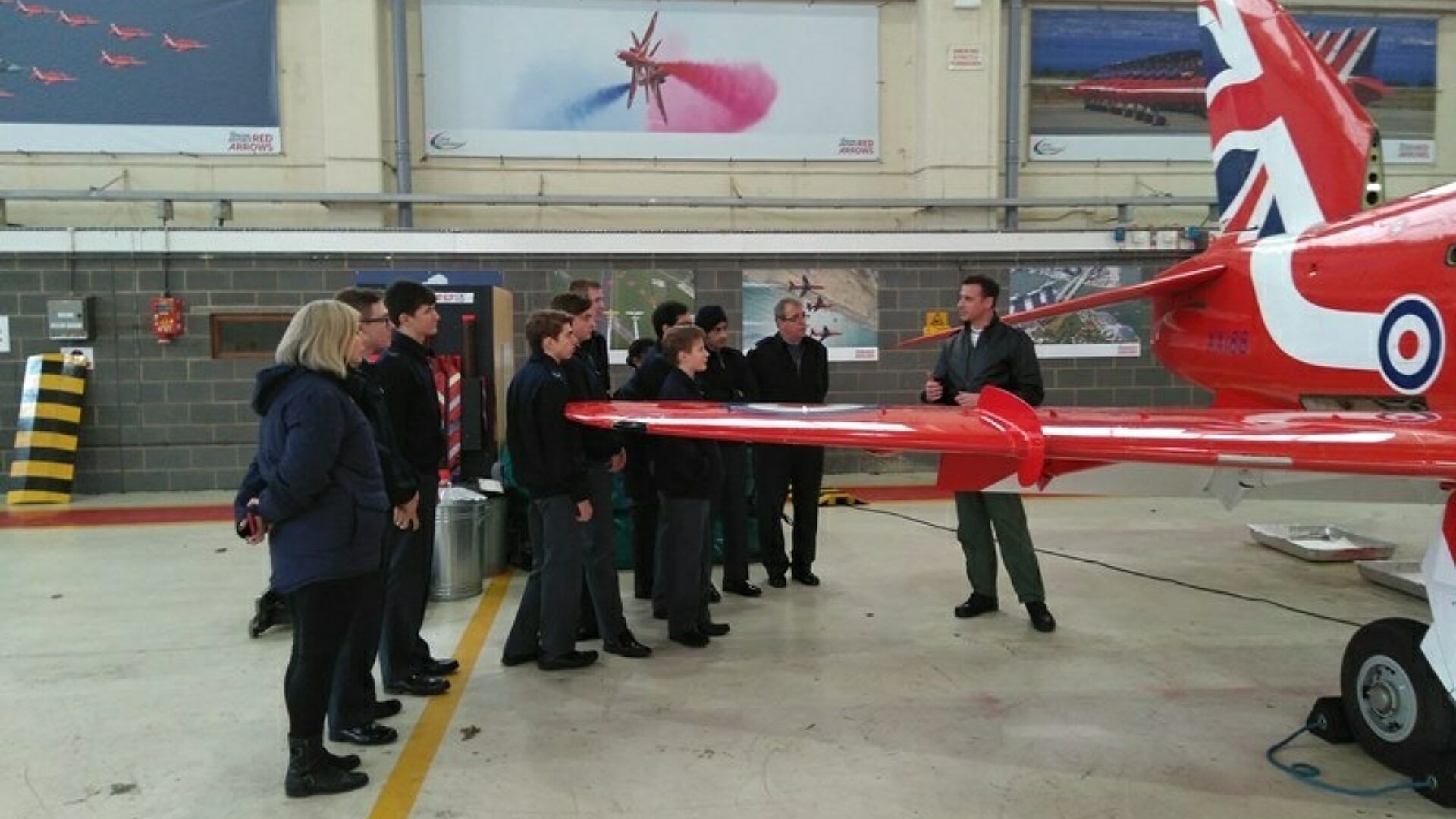 Red 10 with cadets in hangar 1