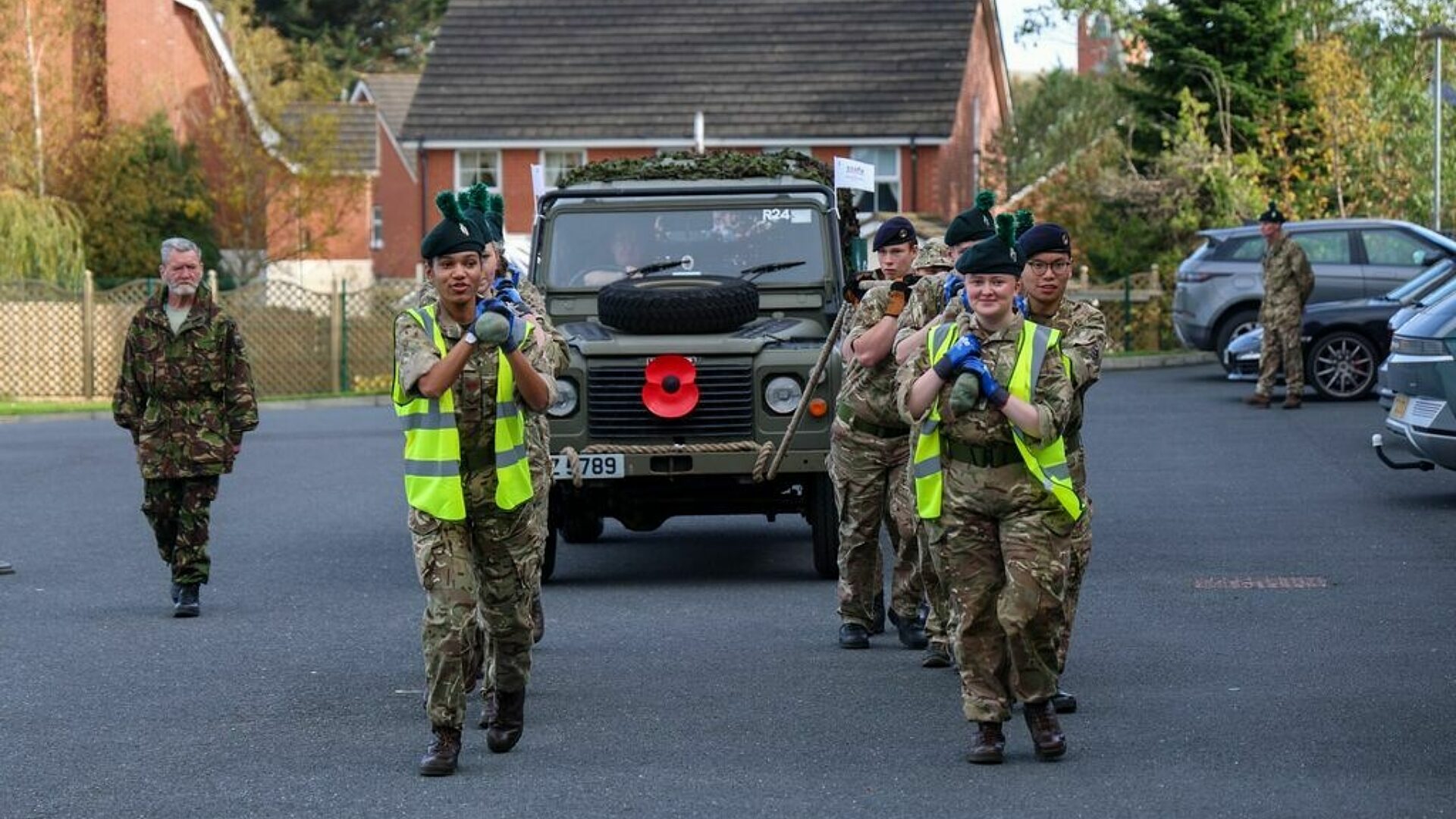 CCF Cadets Pull Land Rover for Charity
