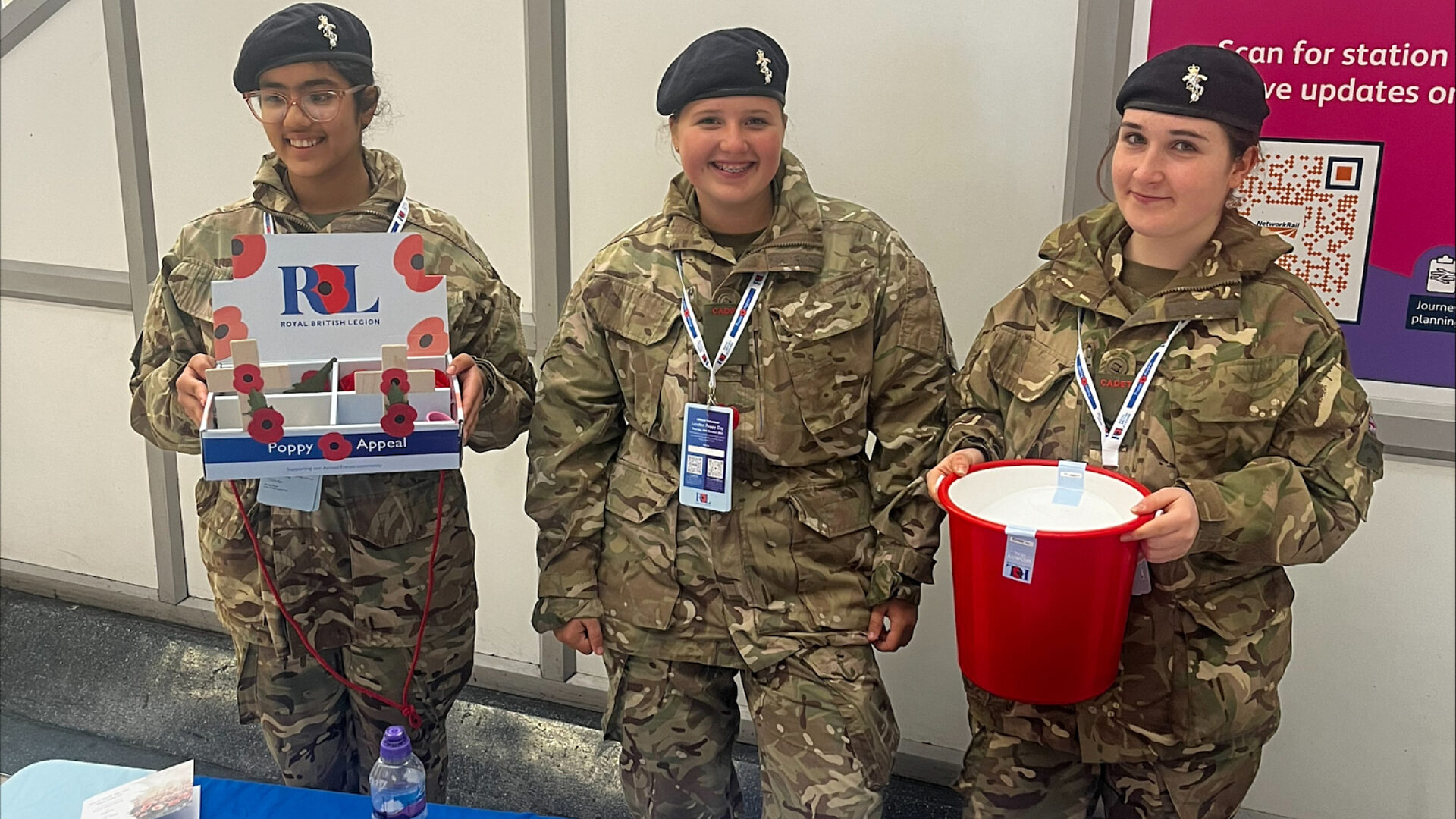 Royal Russell cadets volunteering for RBL at London Victoria Station