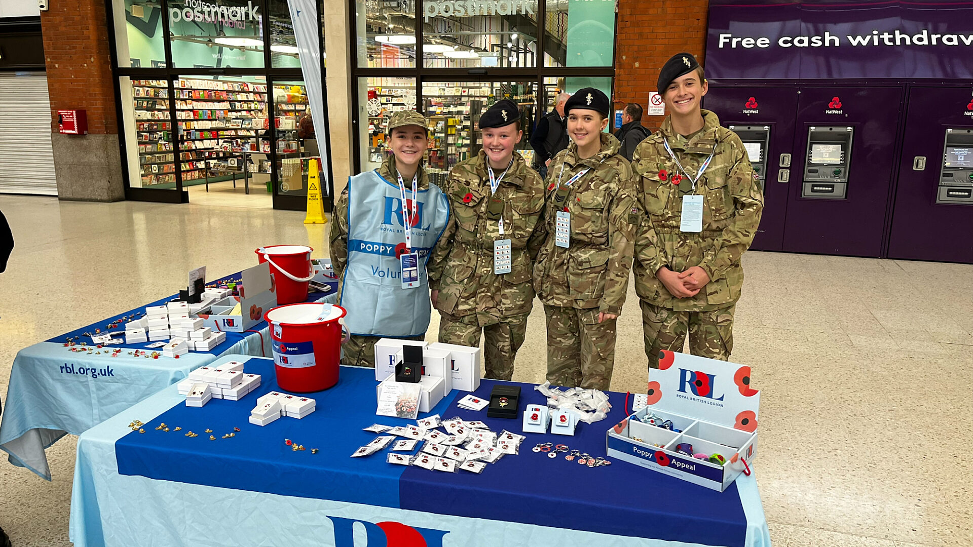 Royal Russell cadets volunteering for RBL at London Victoria Station