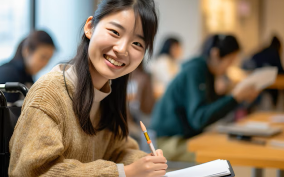 A female wheelchair user who is a student