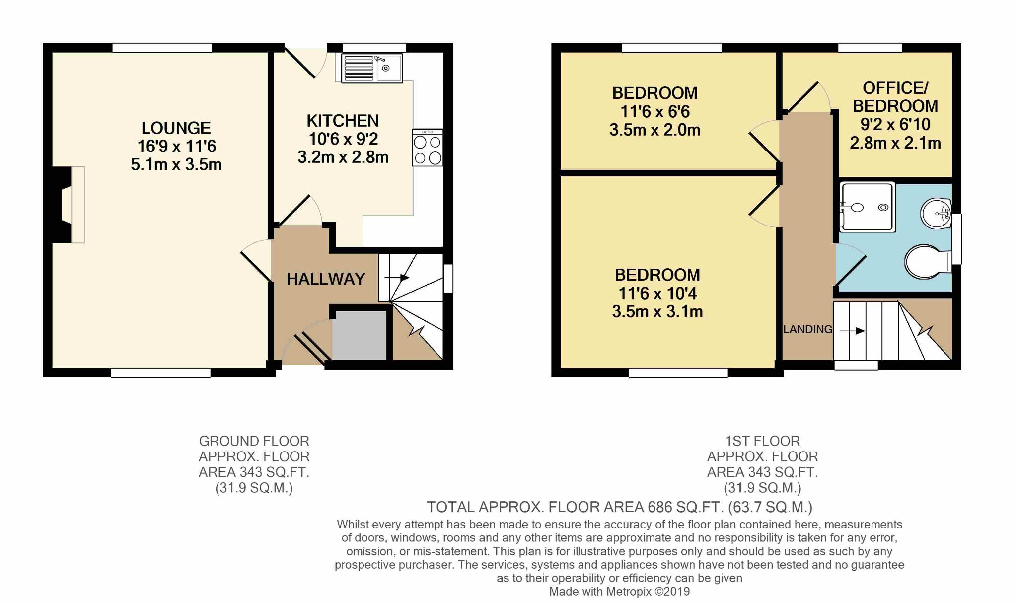 3 bedroom mews house Sale Agreed in Todmorden - Floorplan 1