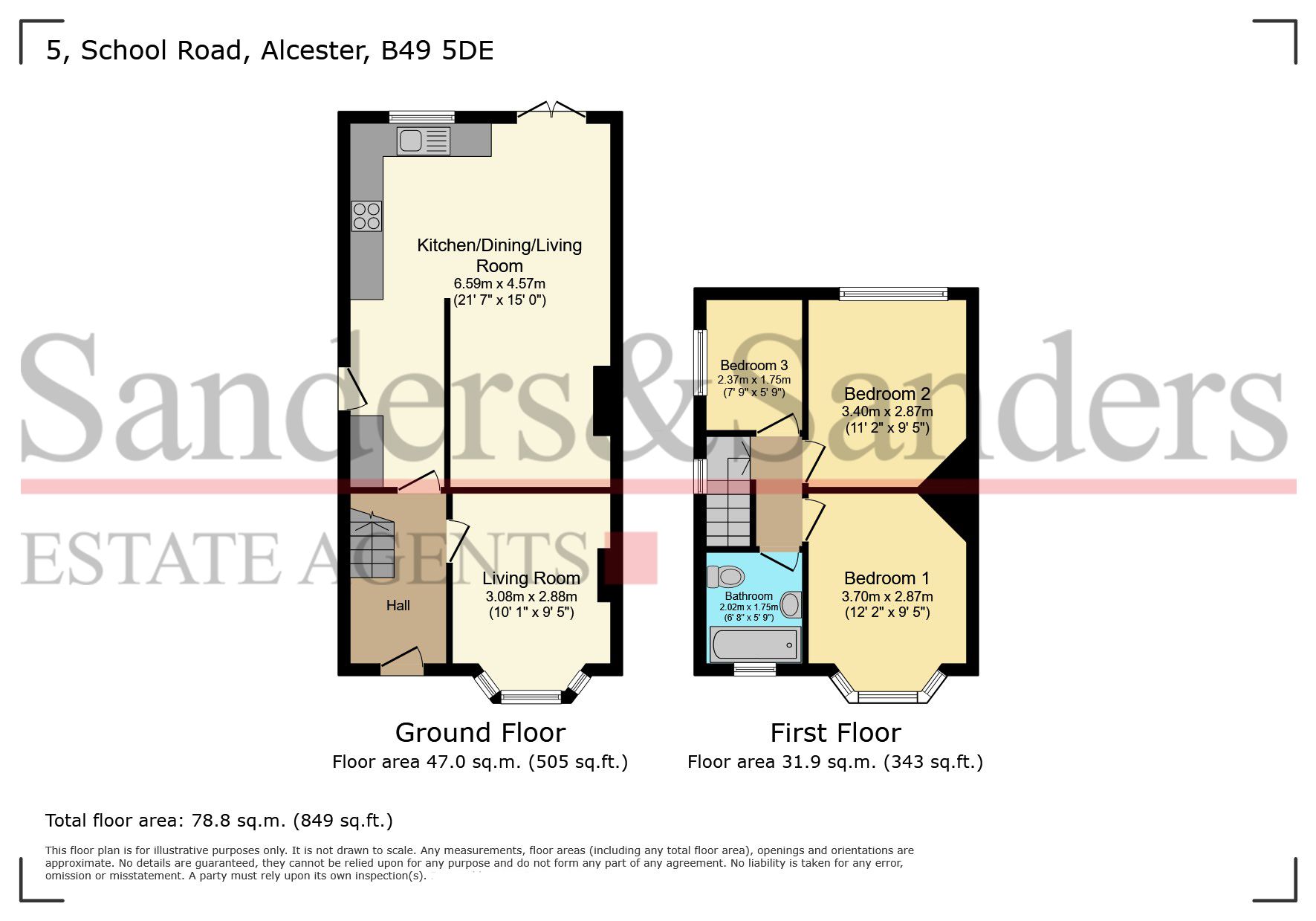 3 bedroom semi-detached house For Sale Alcester - Floor Plans