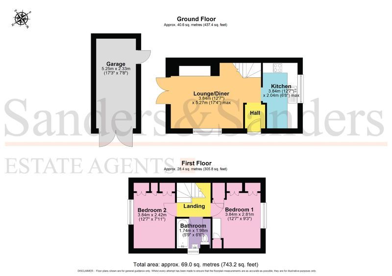 2 bedroom semi-detached house For Sale in Salford Priors, Evesham - Floor Plans