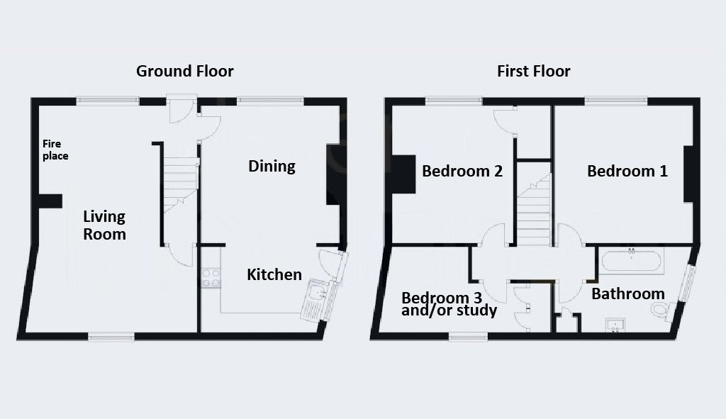 3 bedroom cottage house To Let Alcester - Floor Plans