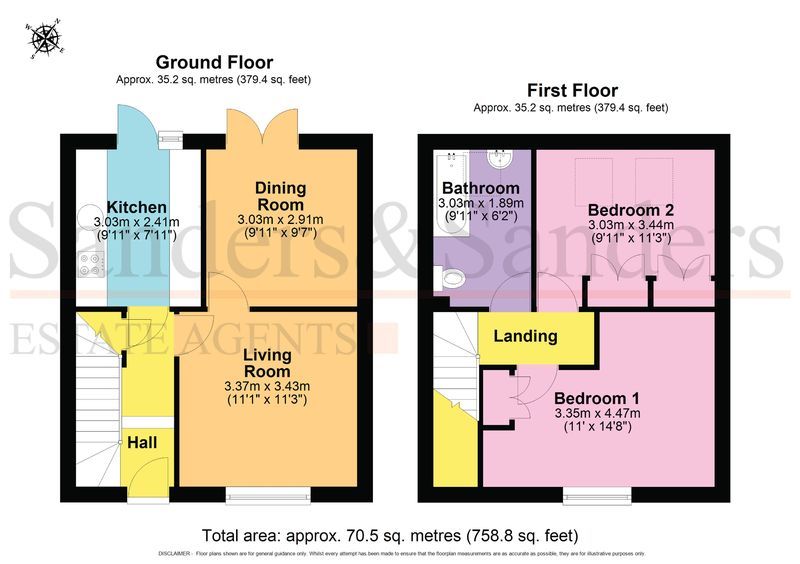 2 bedroom mid terraced house For Sale Alcester - Floor Plans
