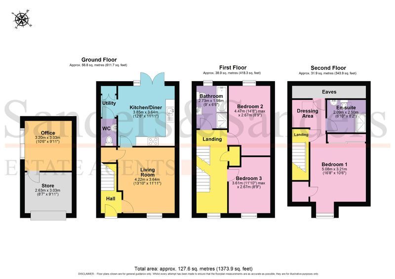 3 bedroom semi-detached house For Sale in Bidford-on-avon, Alcester - Floor Plan