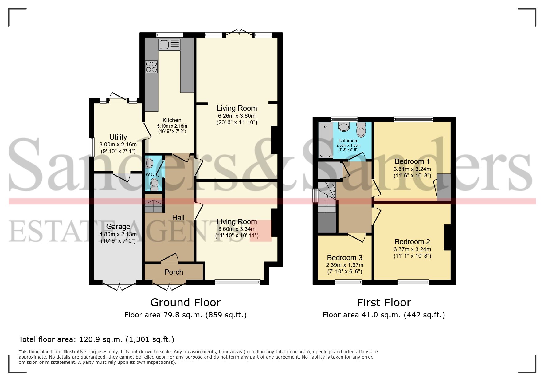 3 bedroom semi-detached house For Sale in Great Alne, Alcester - Floor Plans