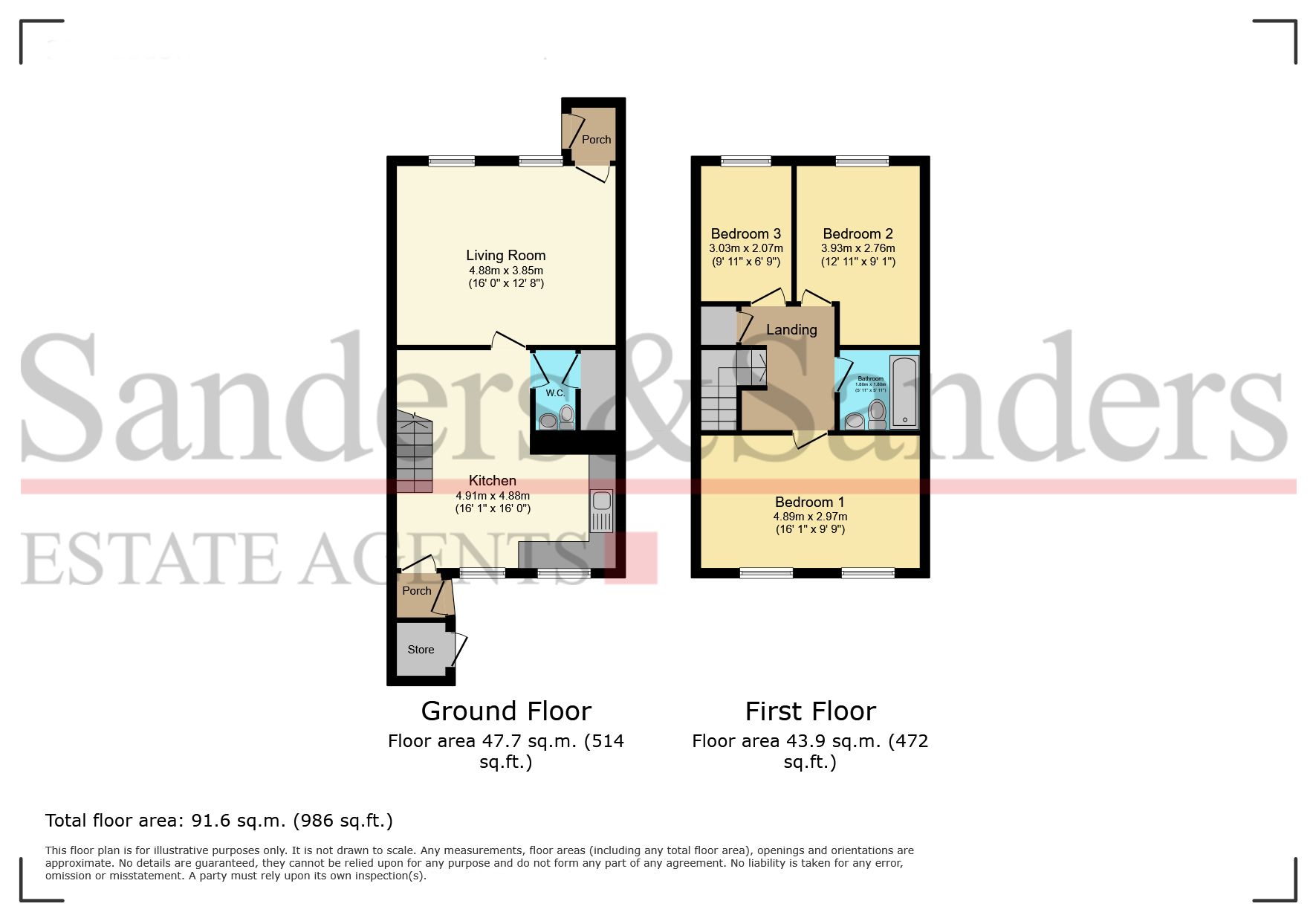 3 bedroom mid terraced house For Sale Droitwich - Floorplan 1