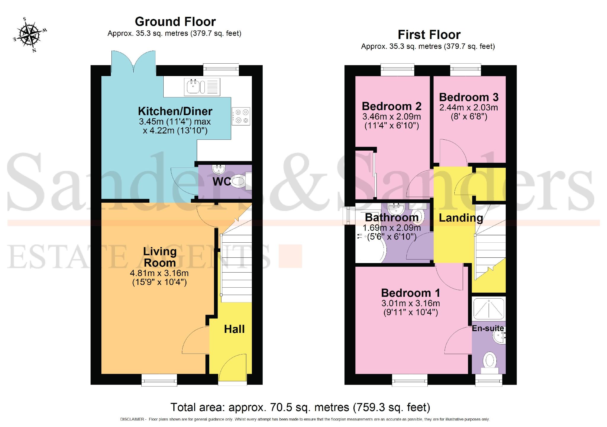 3 bedroom semi-detached house For Sale Alcester - Floor Plans