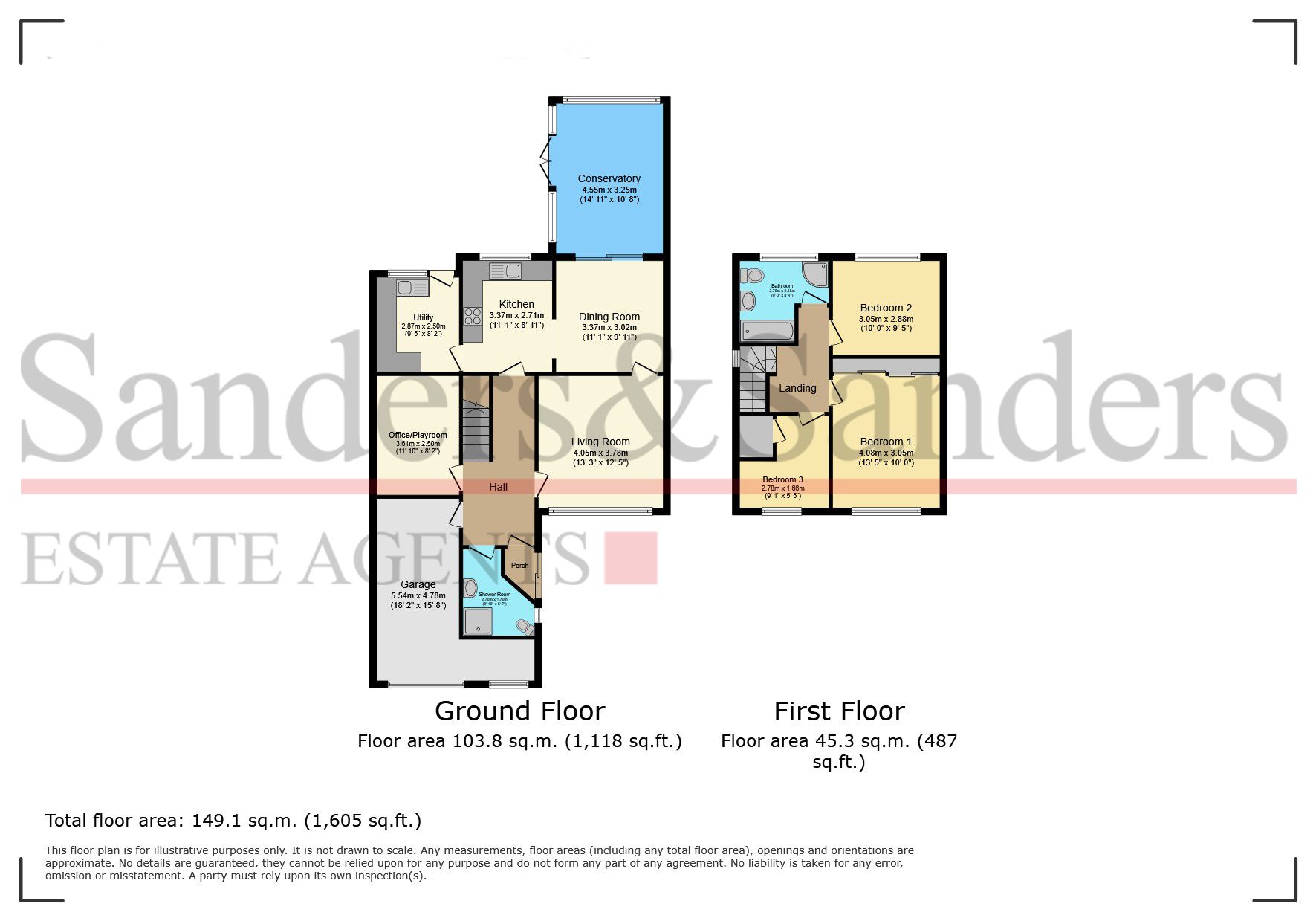 3 bedroom link detached house For Sale in Salford Priors, Evesham - Floor Plans