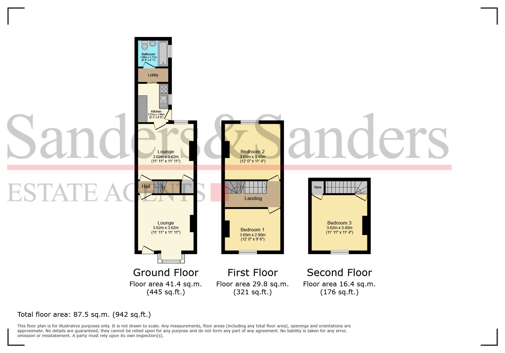 3 bedroom mid terraced house For Sale in Beoley, Redditch - Floor plans
