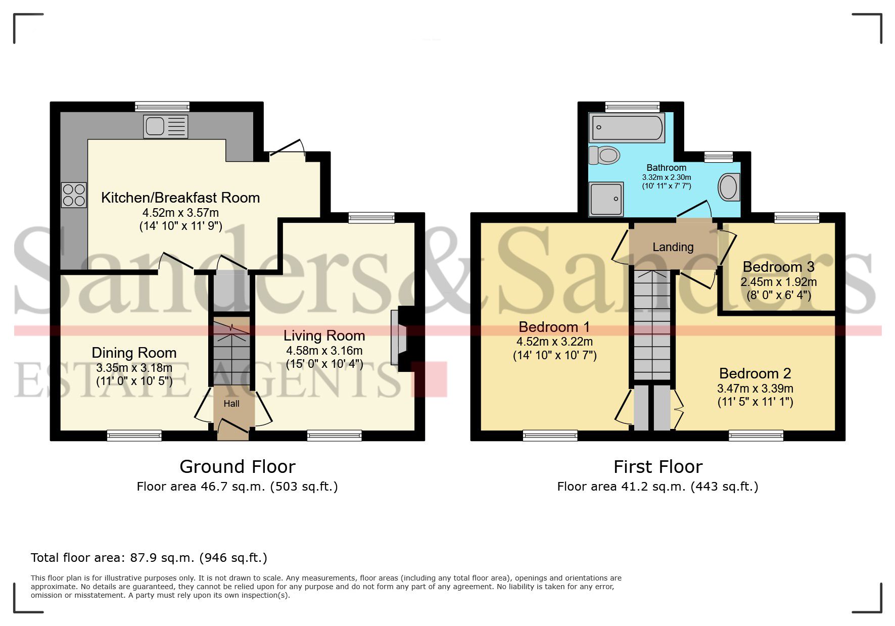 3 bedroom semi-detached house For Sale in Cookhill, Alcester - Floor Plans