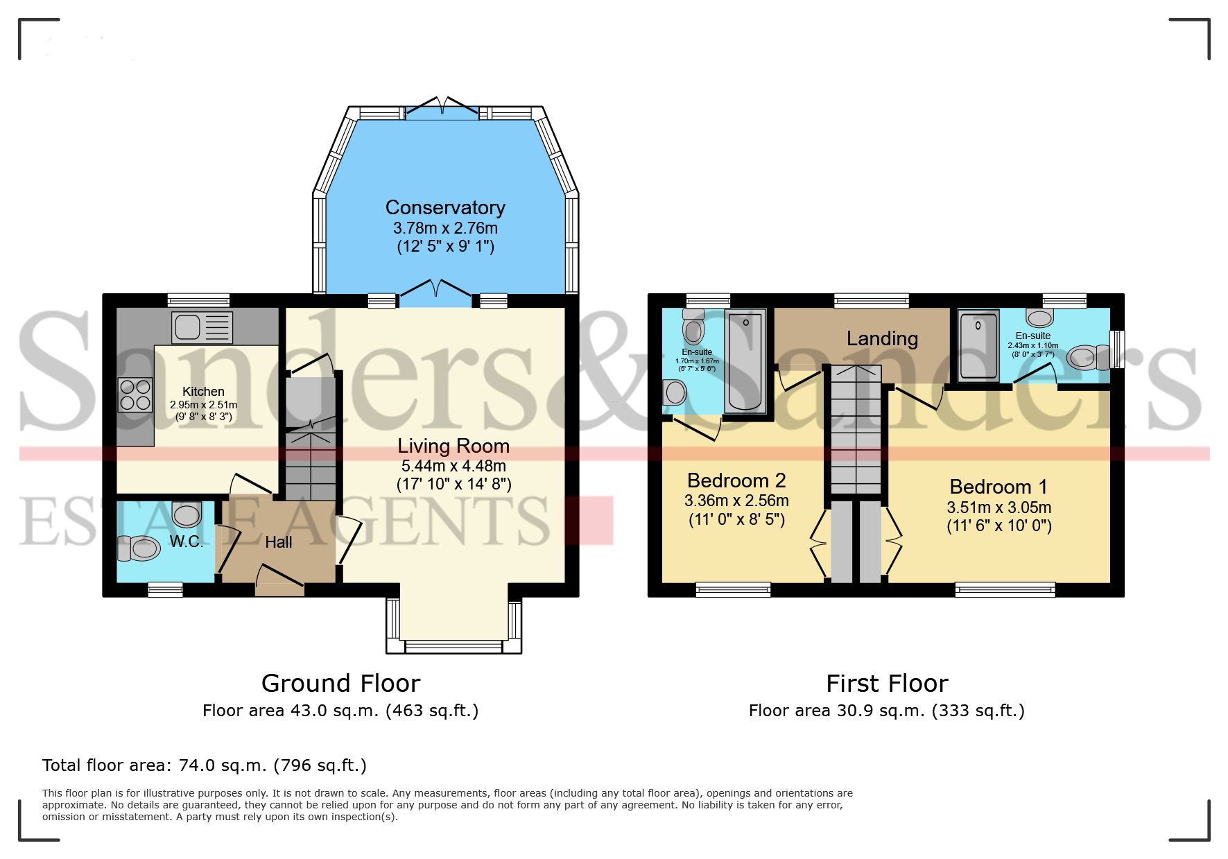 2 bedroom semi-detached house For Sale Alcester - Floor Plans