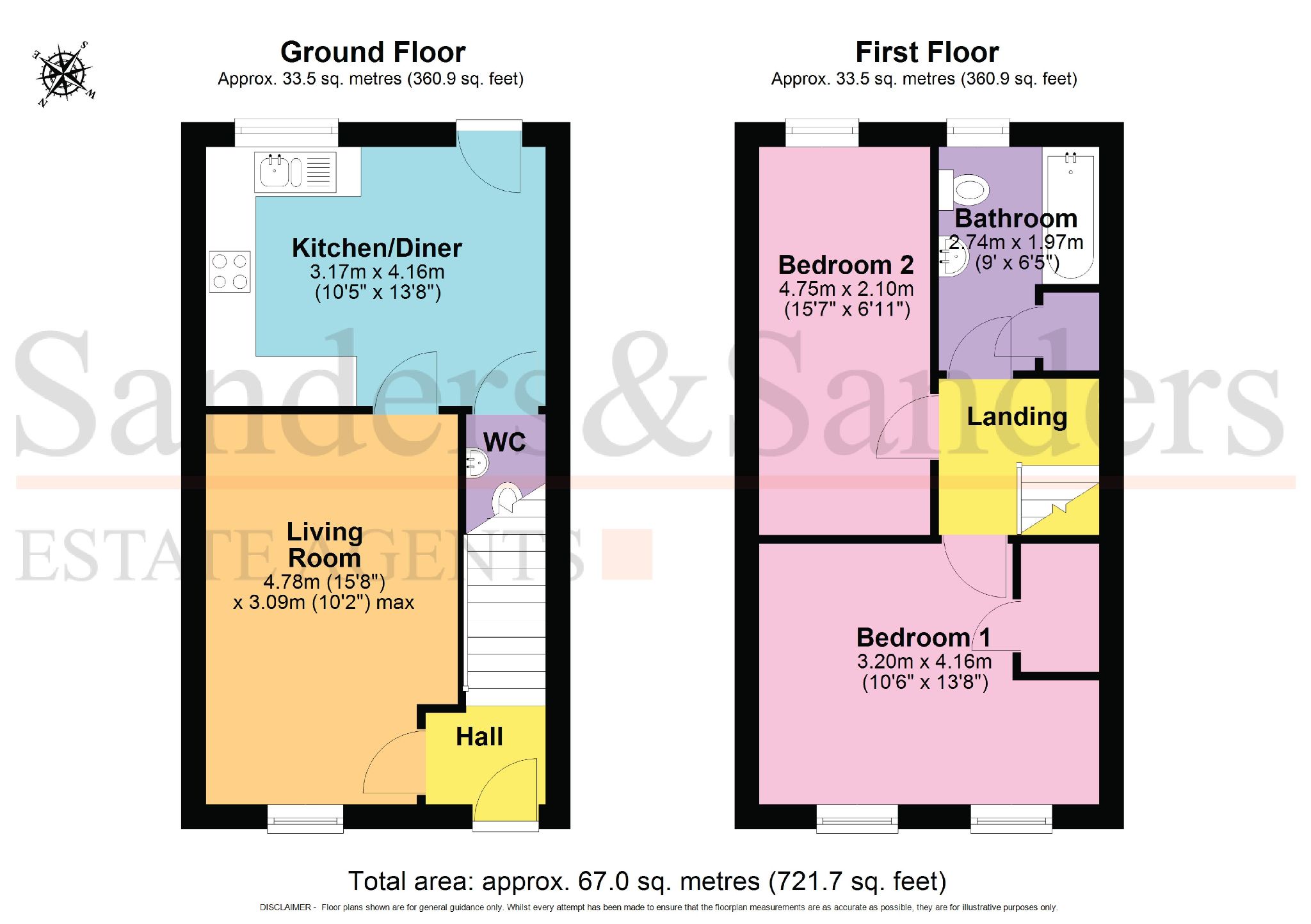2 bedroom semi-detached house For Sale in Alcester Park, Alcester - Floor Plans