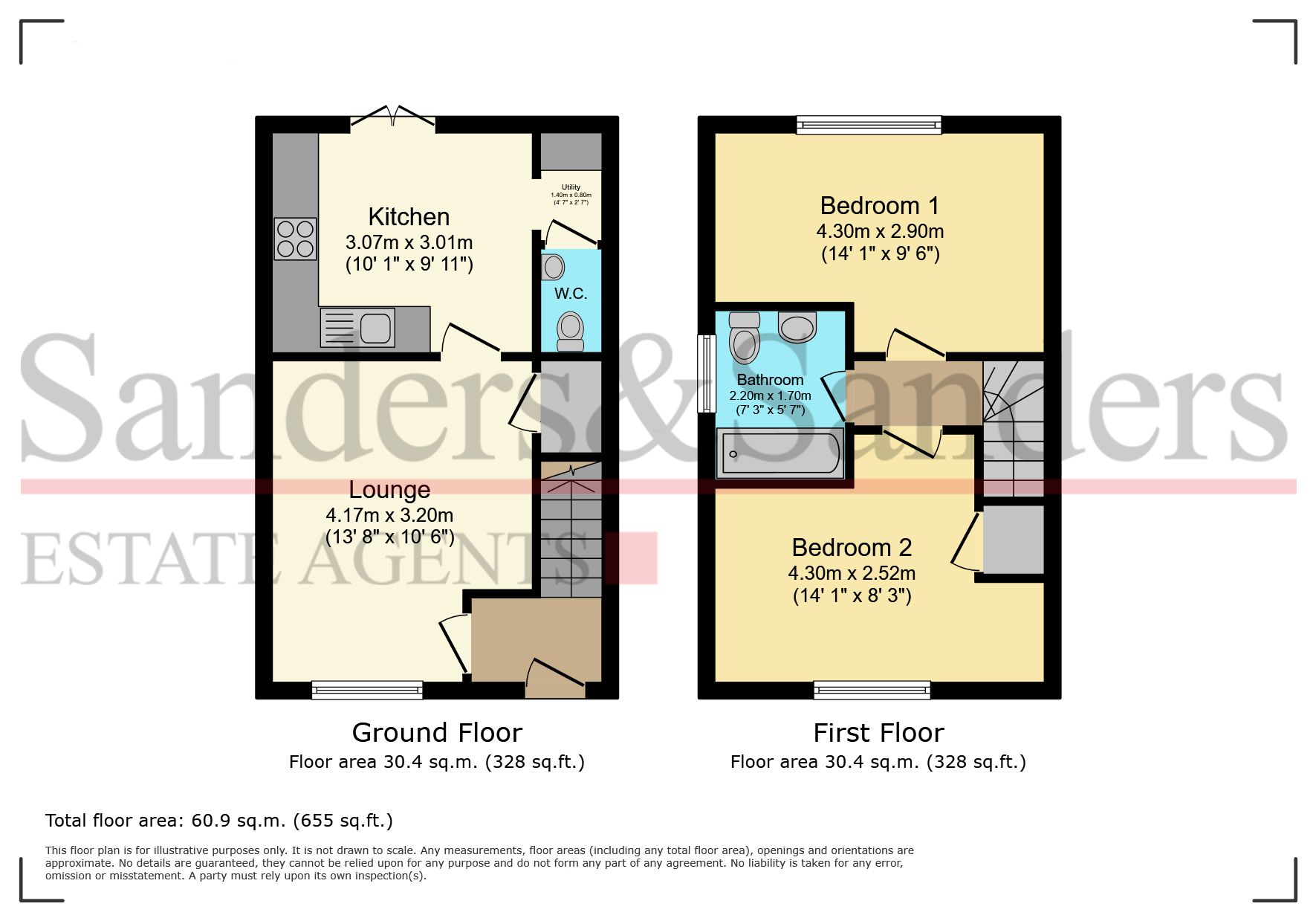 2 bedroom semi-detached house For Sale in Alcester Park, Alcester - Floor Plans