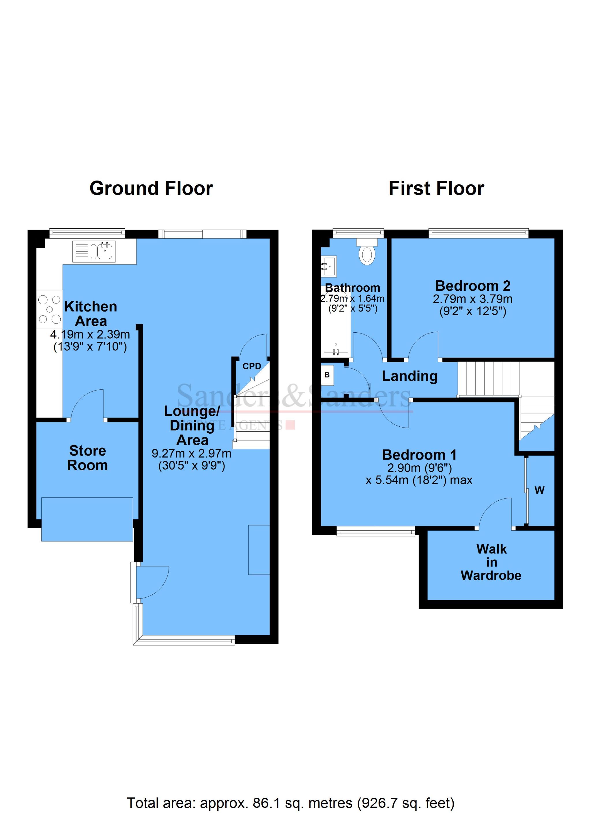 2 bedroom mid terraced house SSTC Alcester - Floor Plans