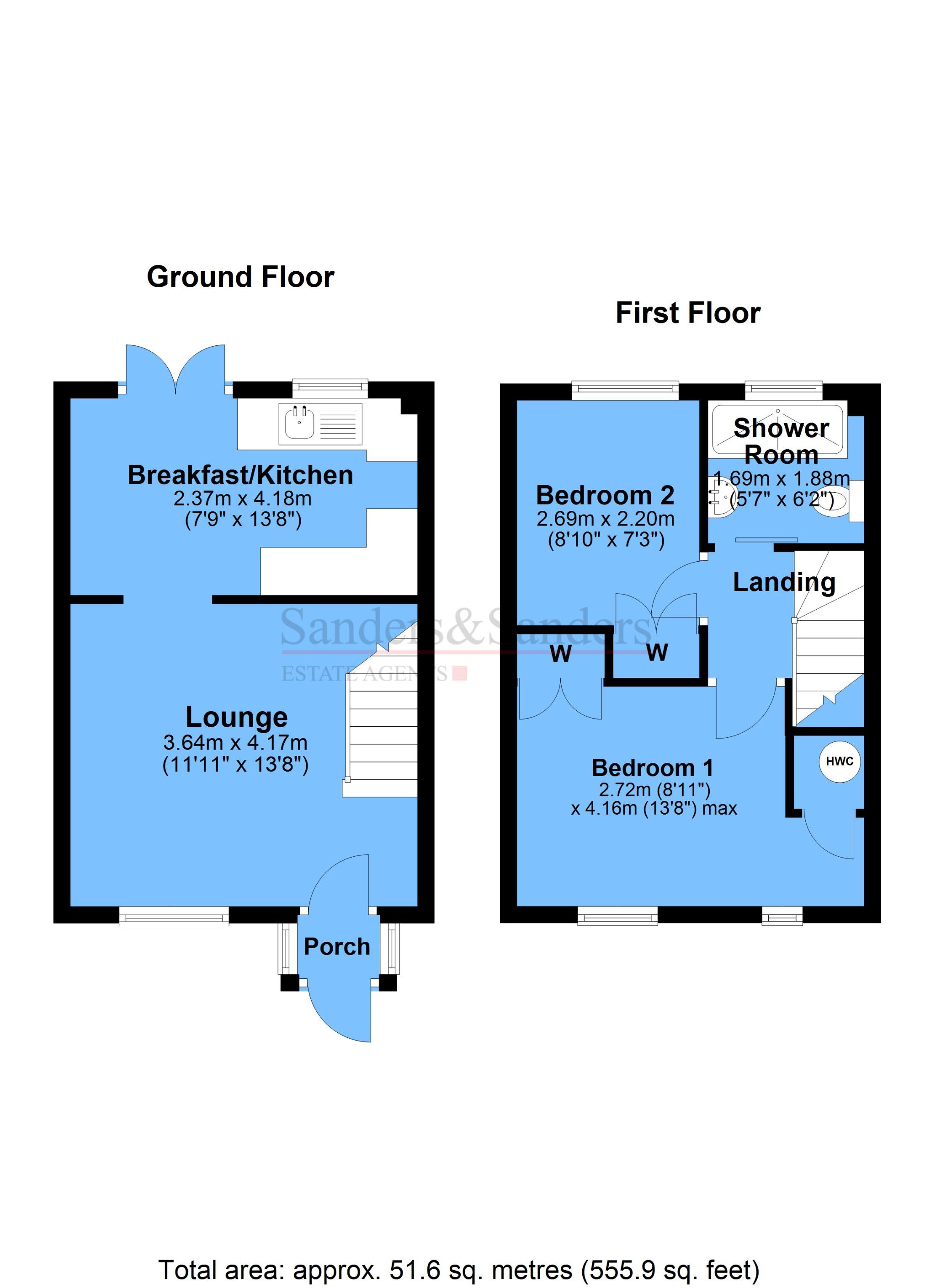 2 bedroom mid terraced house For Sale Alcester - Floor Plans