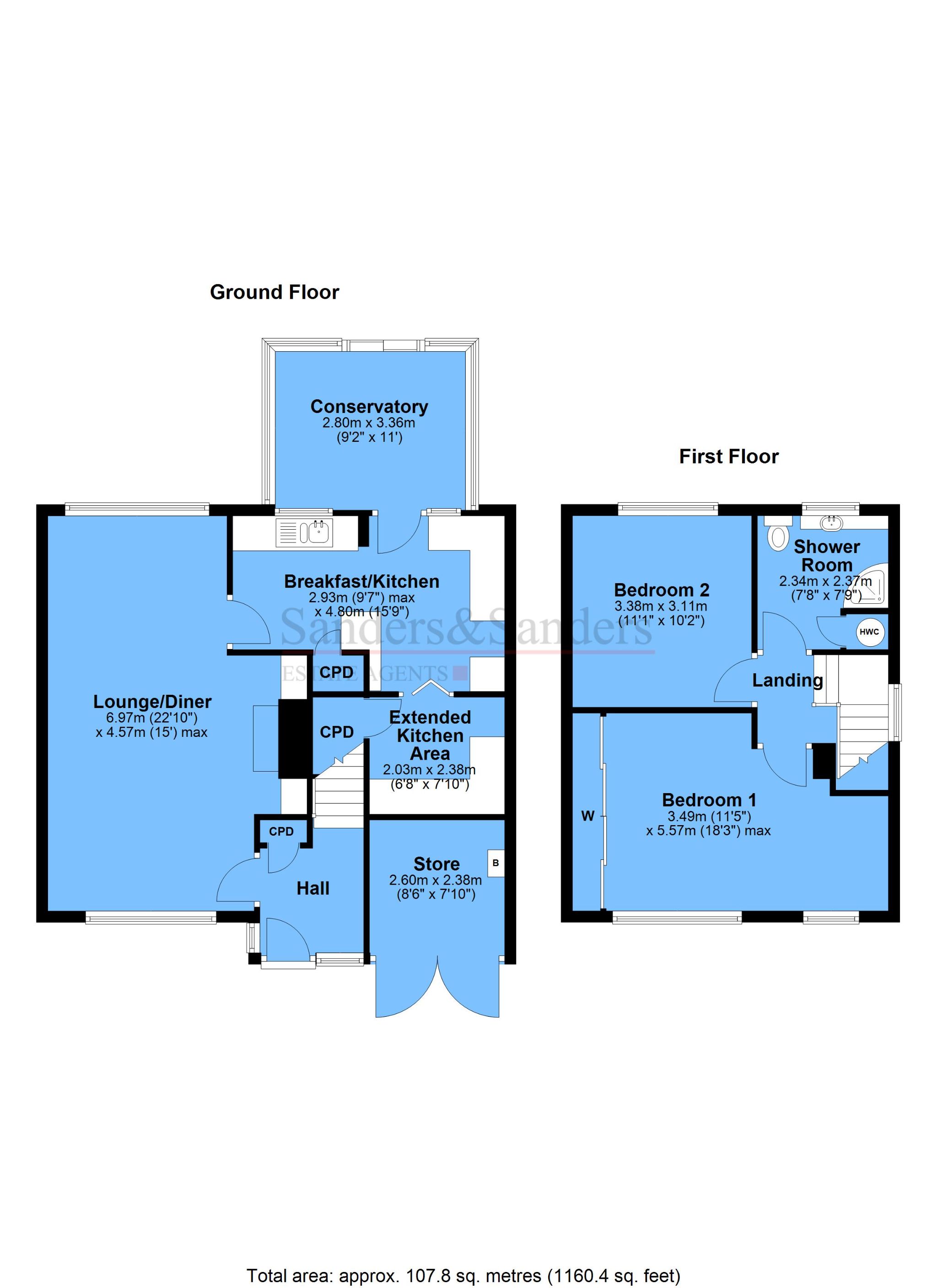 2 bedroom semi-detached house For Sale in Great Alne, Alcester - Floor Plans